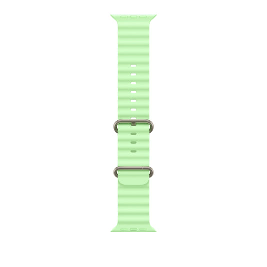 49mm Neon Green Ocean Band - Natural Titanium Finish