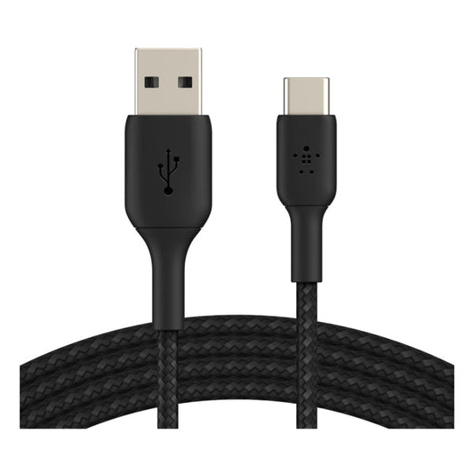 BELKIN Double Nylon Braided Sync and Charge 12W USB-A to C Cable 1M - Black