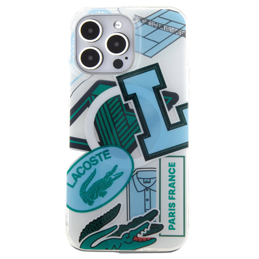 LACOSTE Mag Hard Case Double Layer for iPhone 15 Pro Max - Blue Patchs