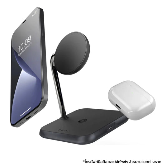 ZENS Aluminium 3 in 1 Magnetic Wireless Charger - Black