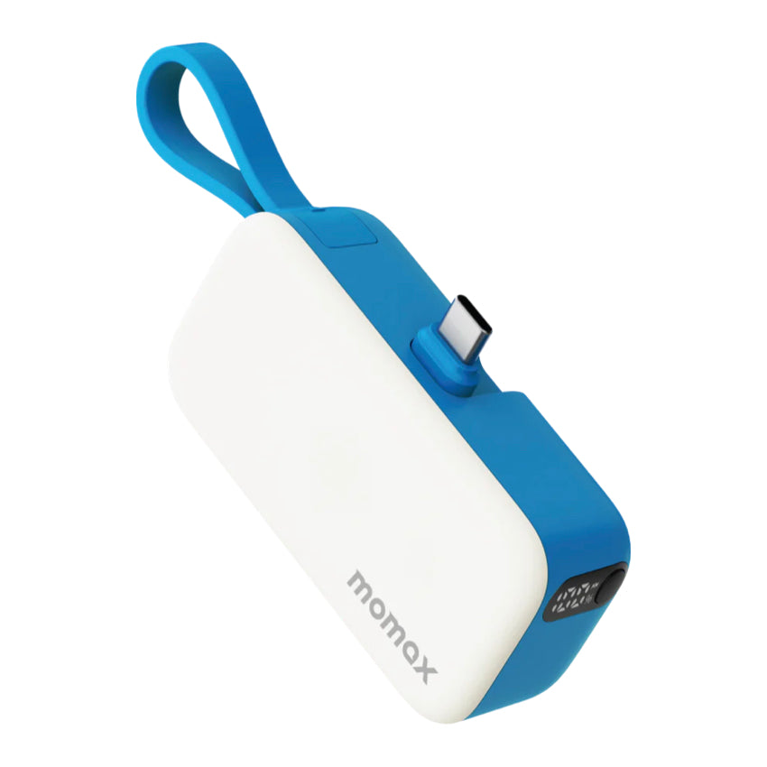 Momax 1-Power Mini 5000mAh Bulit-in foldable USB-C connector Battery pack (Blue)