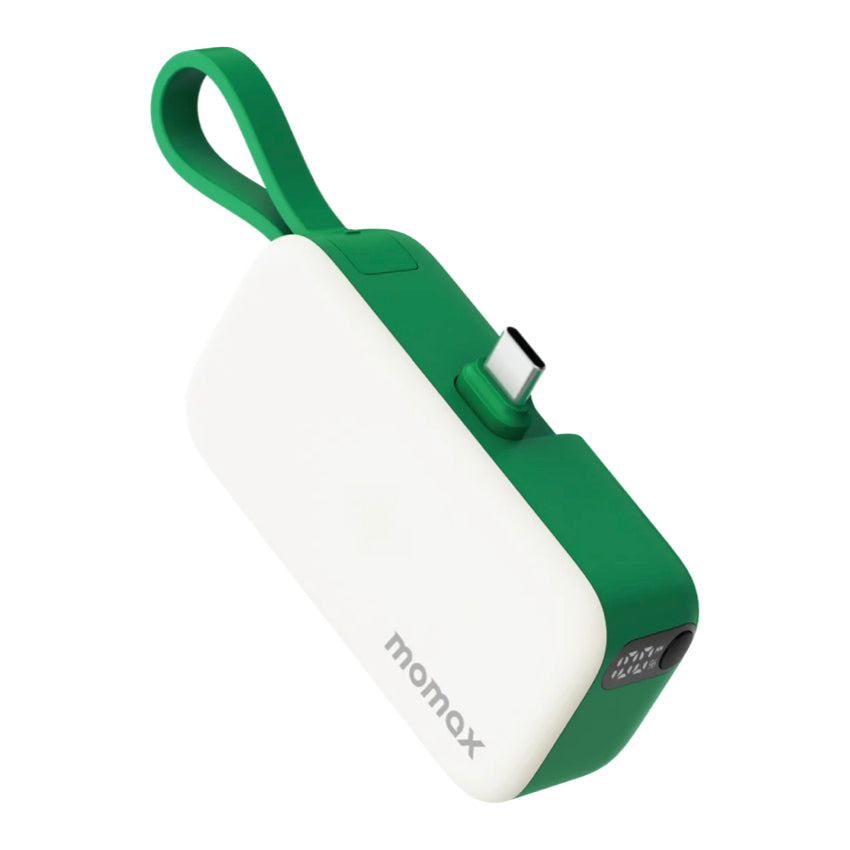 Momax 1-Power Mini 5000mAh Bulit-in foldable USB-C connector Battery pack (Green)