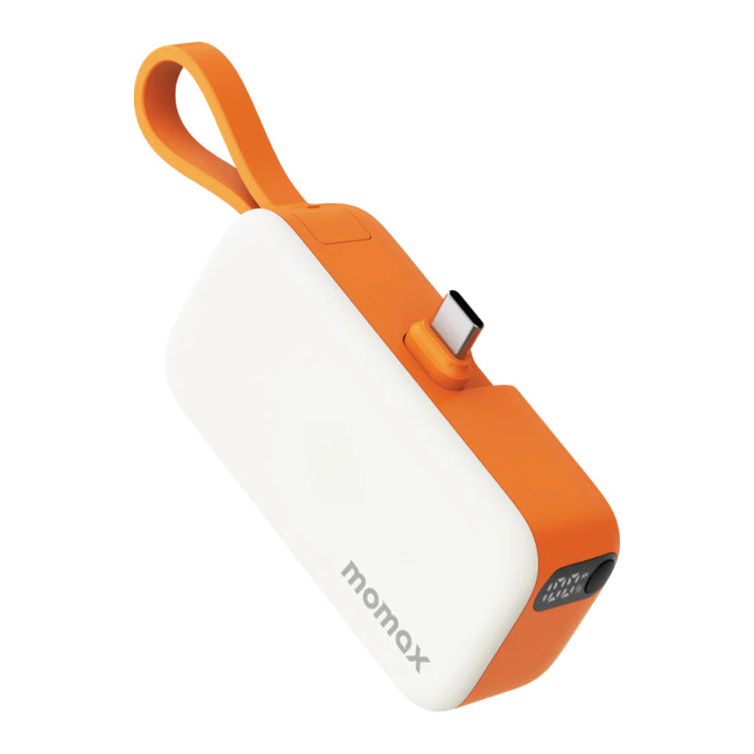Momax 1-Power Mini 5000mAh Bulit-in foldable USB-C connector Battery pack (Orange)