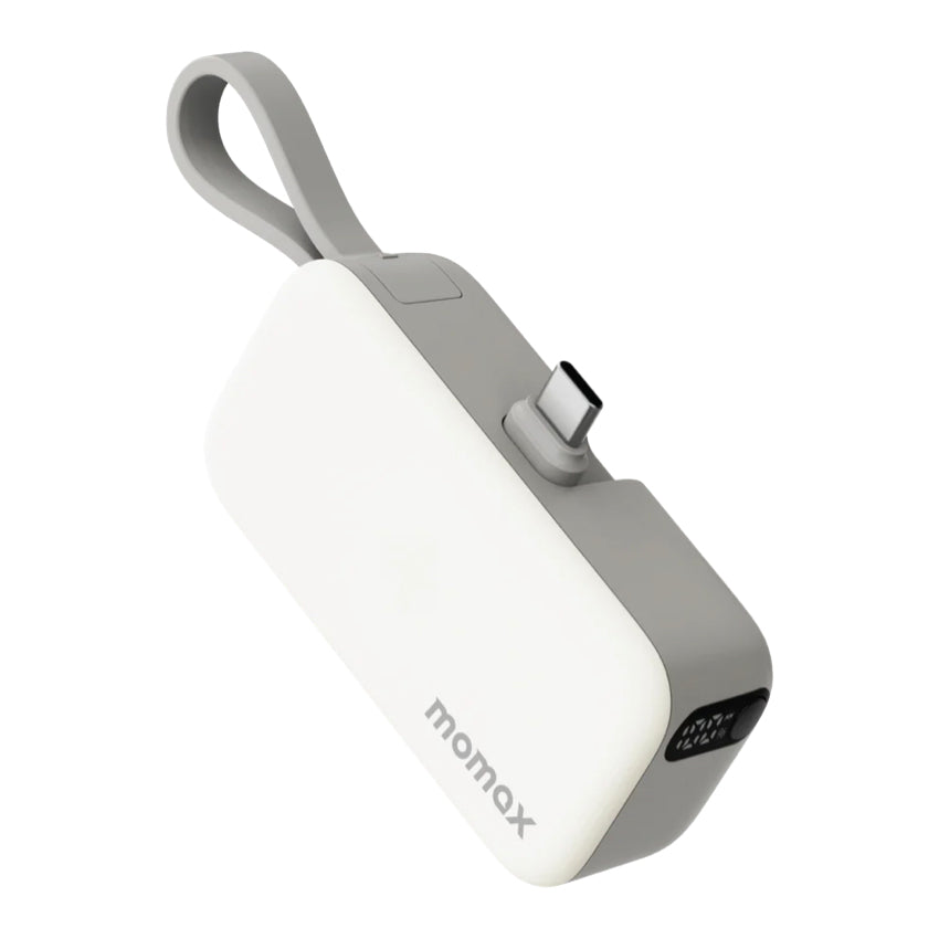 Momax 1-Power Mini 5000mAh Bulit-in foldable USB-C connector Battery pack (White)