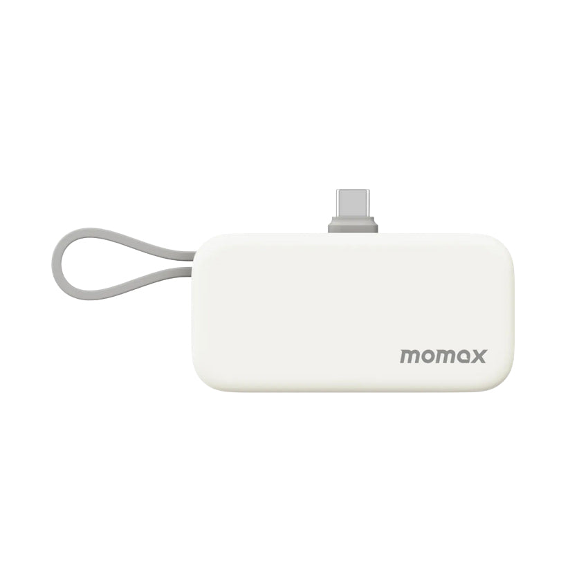 Momax 1-Power Mini 5000mAh Bulit-in foldable USB-C connector Battery pack (White)