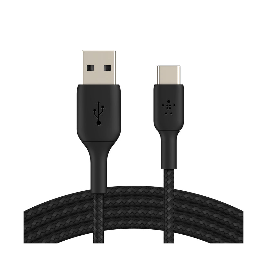 BELKIN Double Nylon Braided Sync and Charge 15W USB-A to C Cable 3M - Black