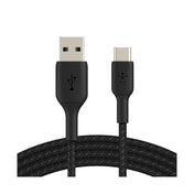 BELKIN Double Nylon Braided Sync and Charge 15W USB-A to C Cable 3M - Black