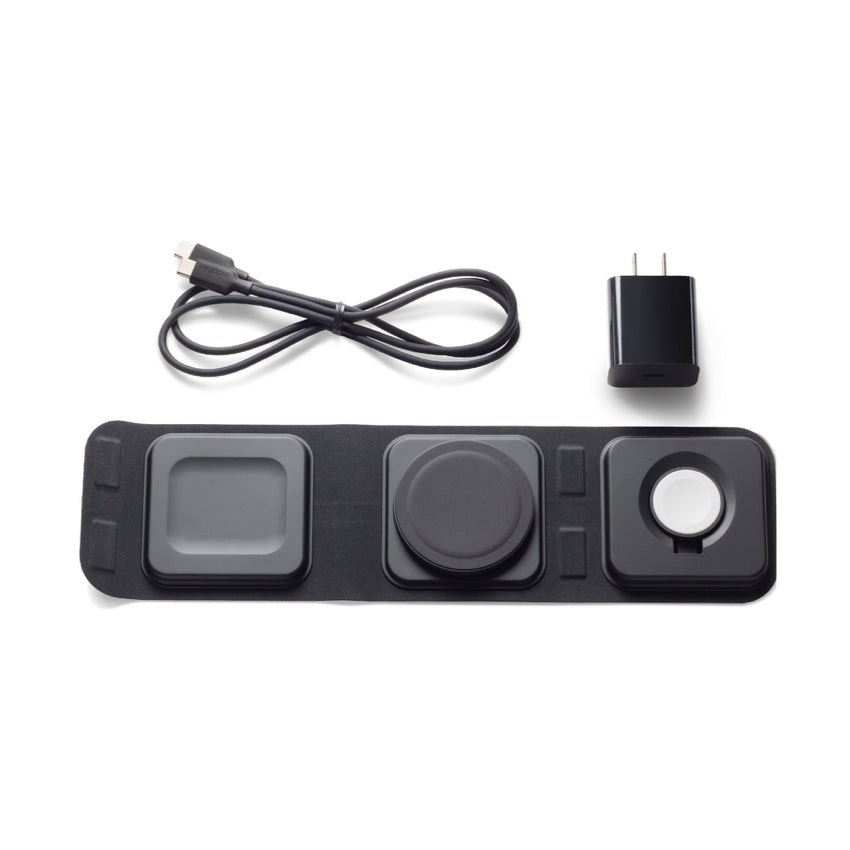 Mophie-UNV WRLS-3in1 travel charger w/ MagSafe-BLK-ROC-THI