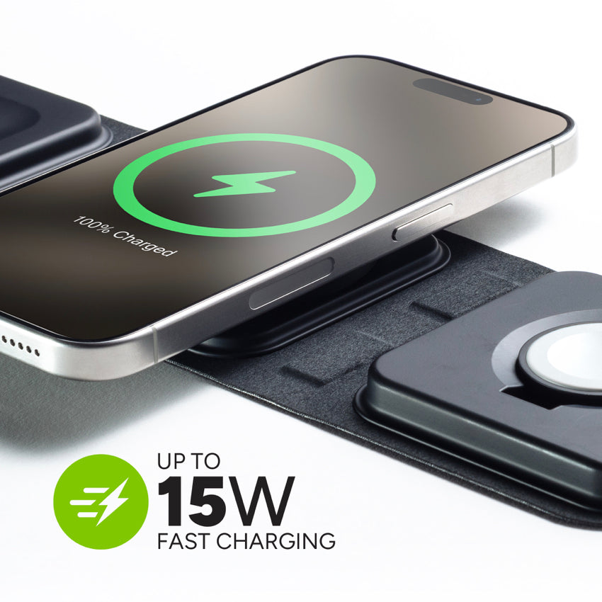 Mophie-UNV WRLS-3in1 travel charger w/ MagSafe-BLK-ROC-THI