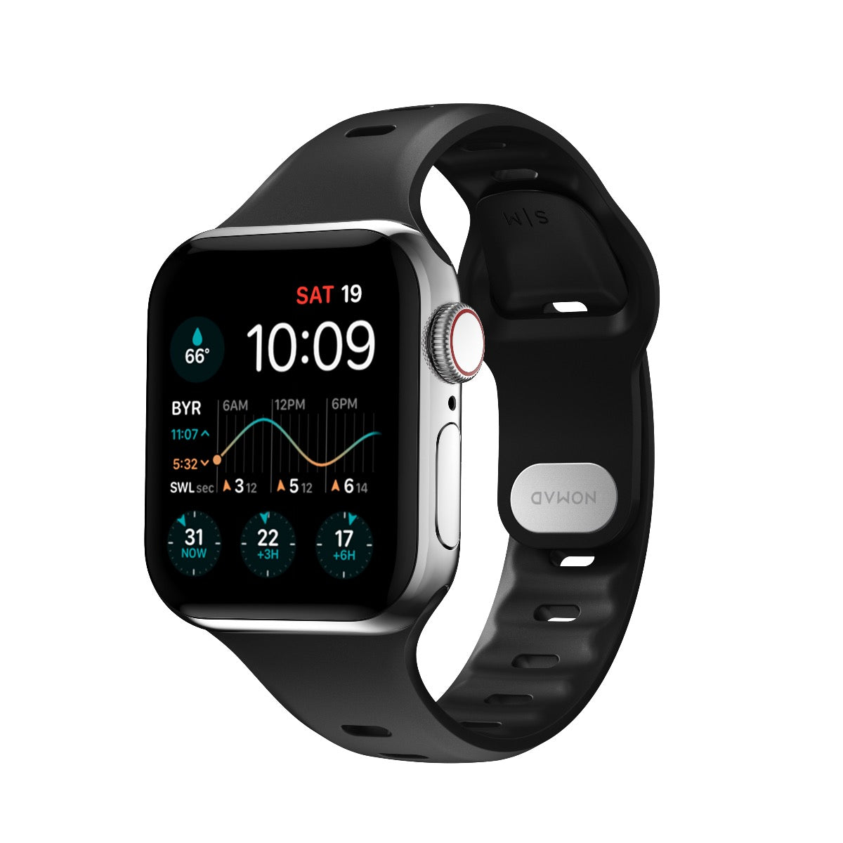 NOMAD Sport Slim FKM for Apple Watch 40/41mm Black - Silver Hardware