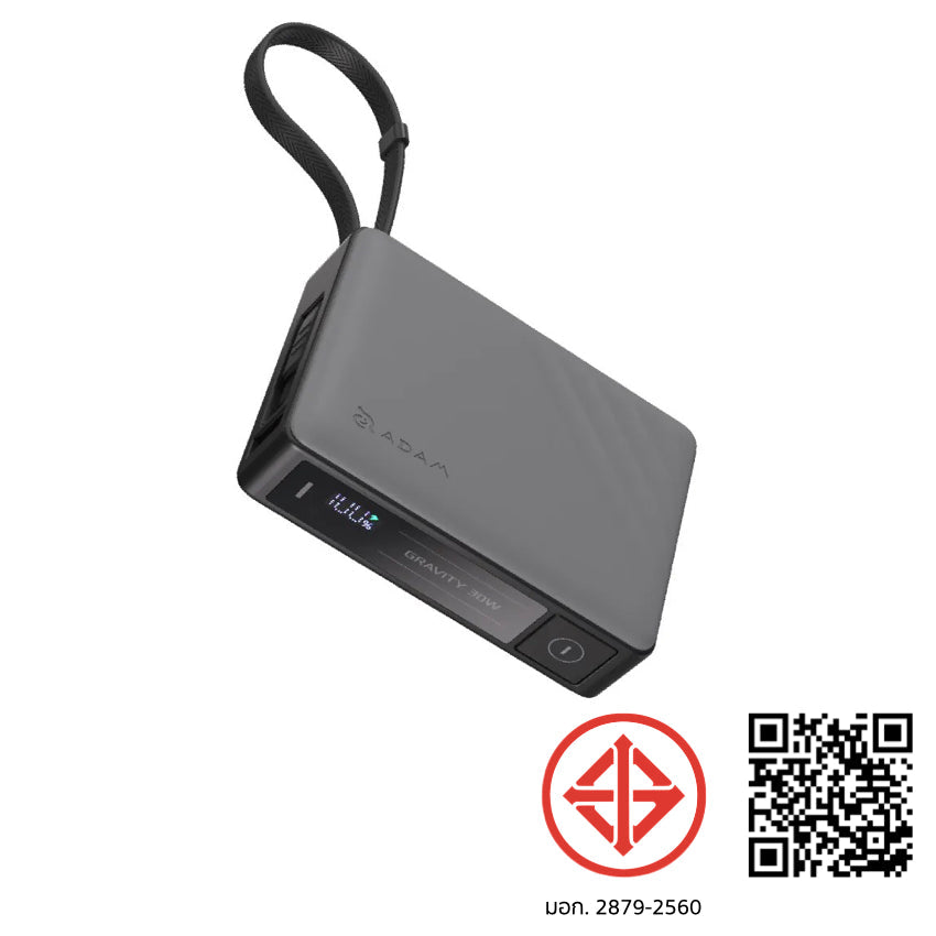 Adam Element Gravity 30W Fast Charging 10K with built in cable-Gray