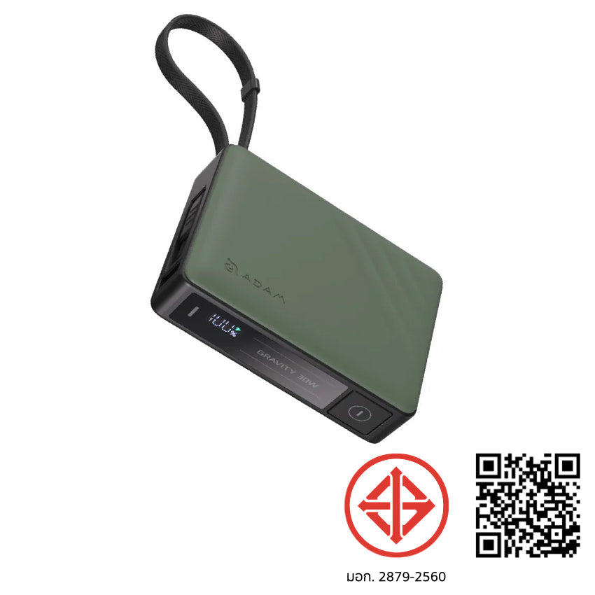 Adam Element Gravity 30W Fast Charging 10000 mAh with Built in Cable - Green