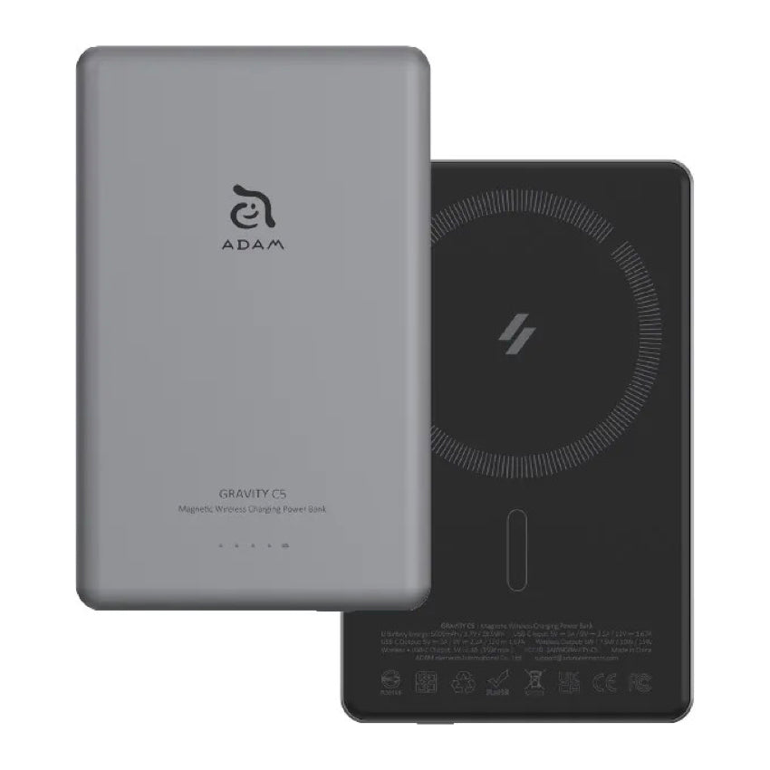 Adam Elements GRAVITY C5  Magnetic Slim Wireless Charging Power Bank 5K- Gray