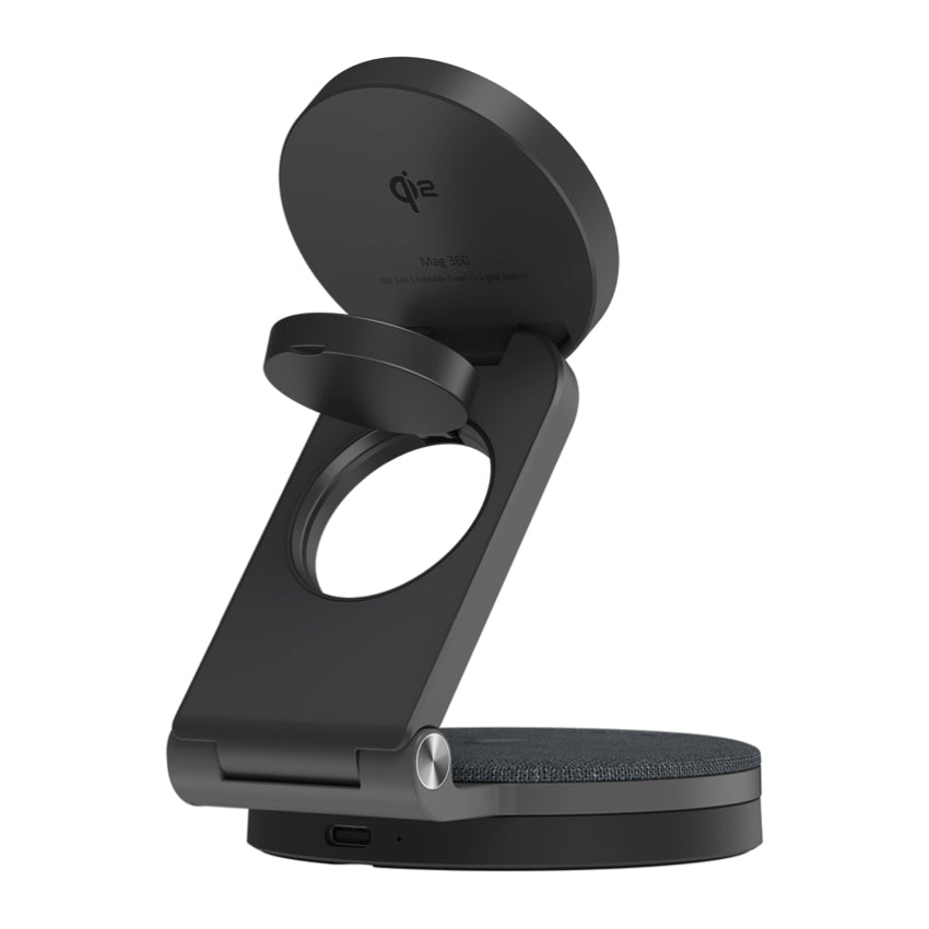 Adam Element Mag 360 Qi2 3-in-1 Foldable Travel Charging Station-Gray