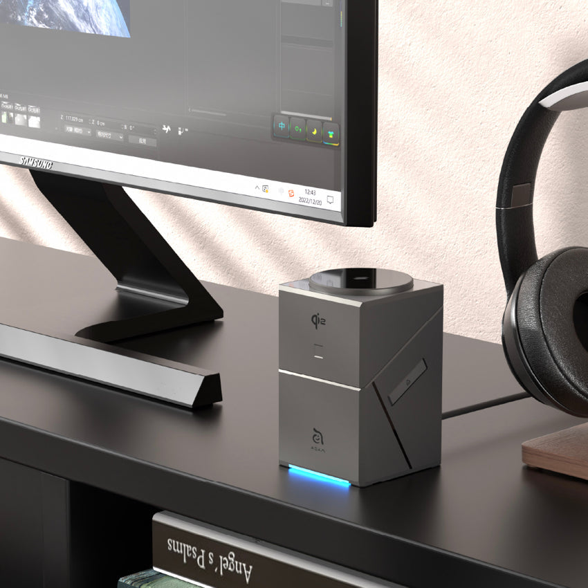Adam Element Mag Qube Qi2 3-in-1 Intelligent Charging Station-Titanium