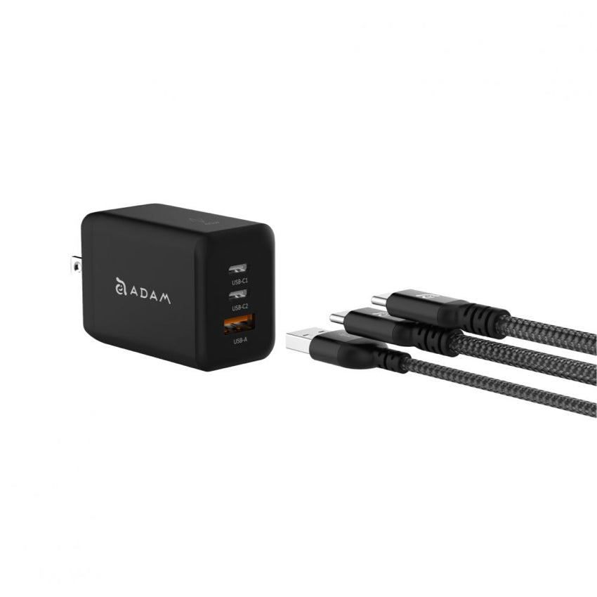 Adam Elements OMNIA X65 GaN 65W 3 Port Wall Charger - Black