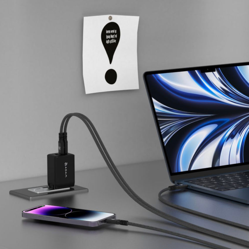 Adam Elements OMNIA X65 GaN 65W 3 Port Wall Charger - Black