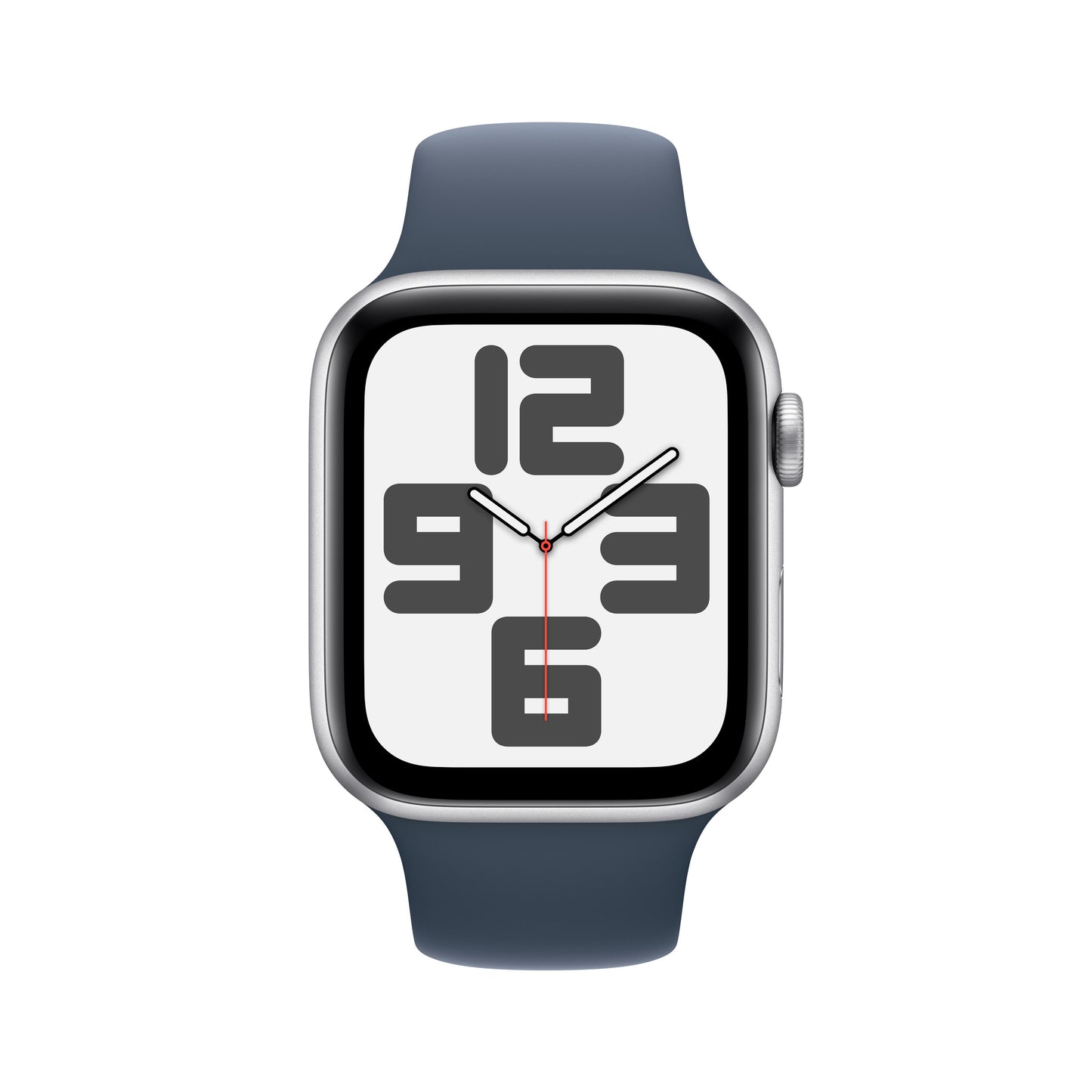Apple Watch SE GPS + Cellular 44mm Silver Aluminum Case with Storm Blue Sport Band - M/L