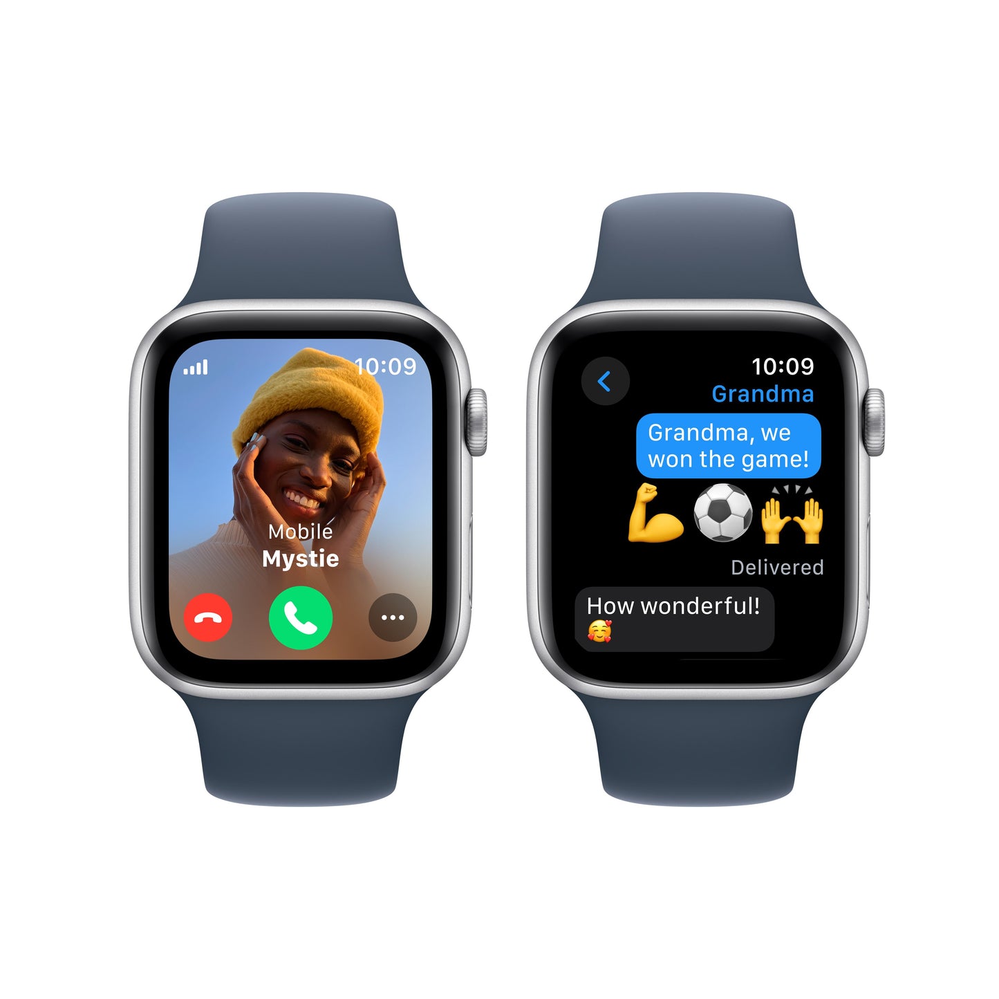 Apple Watch SE GPS + Cellular 44mm Silver Aluminum Case with Storm Blue Sport Band - M/L