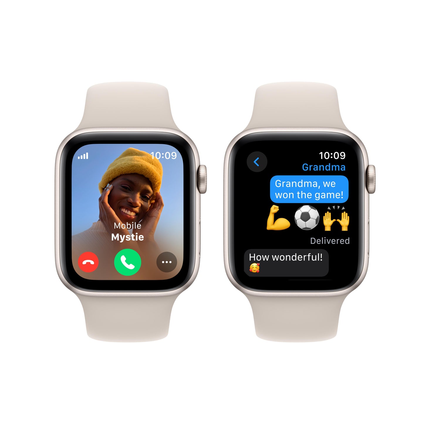 Apple Watch SE GPS + Cellular 44mm Starlight Aluminum Case with Starlight Sport Band - M/L