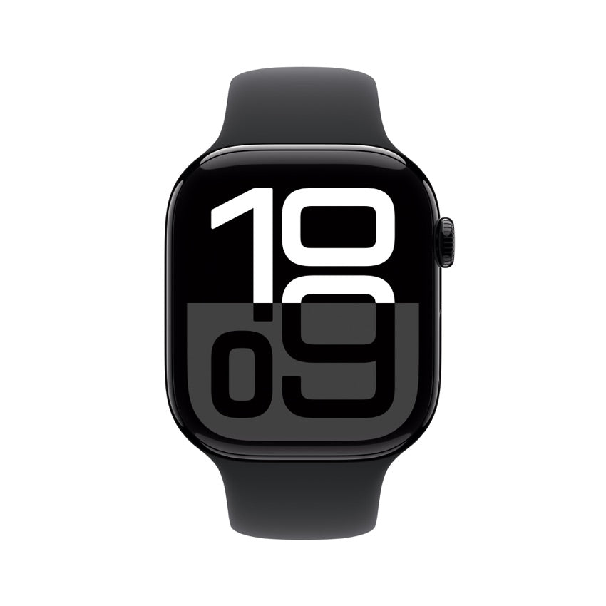 Apple Watch Series 10 GPS + Cellular 46mm Jet Black Aluminium Case with Black Sport Band - M/L