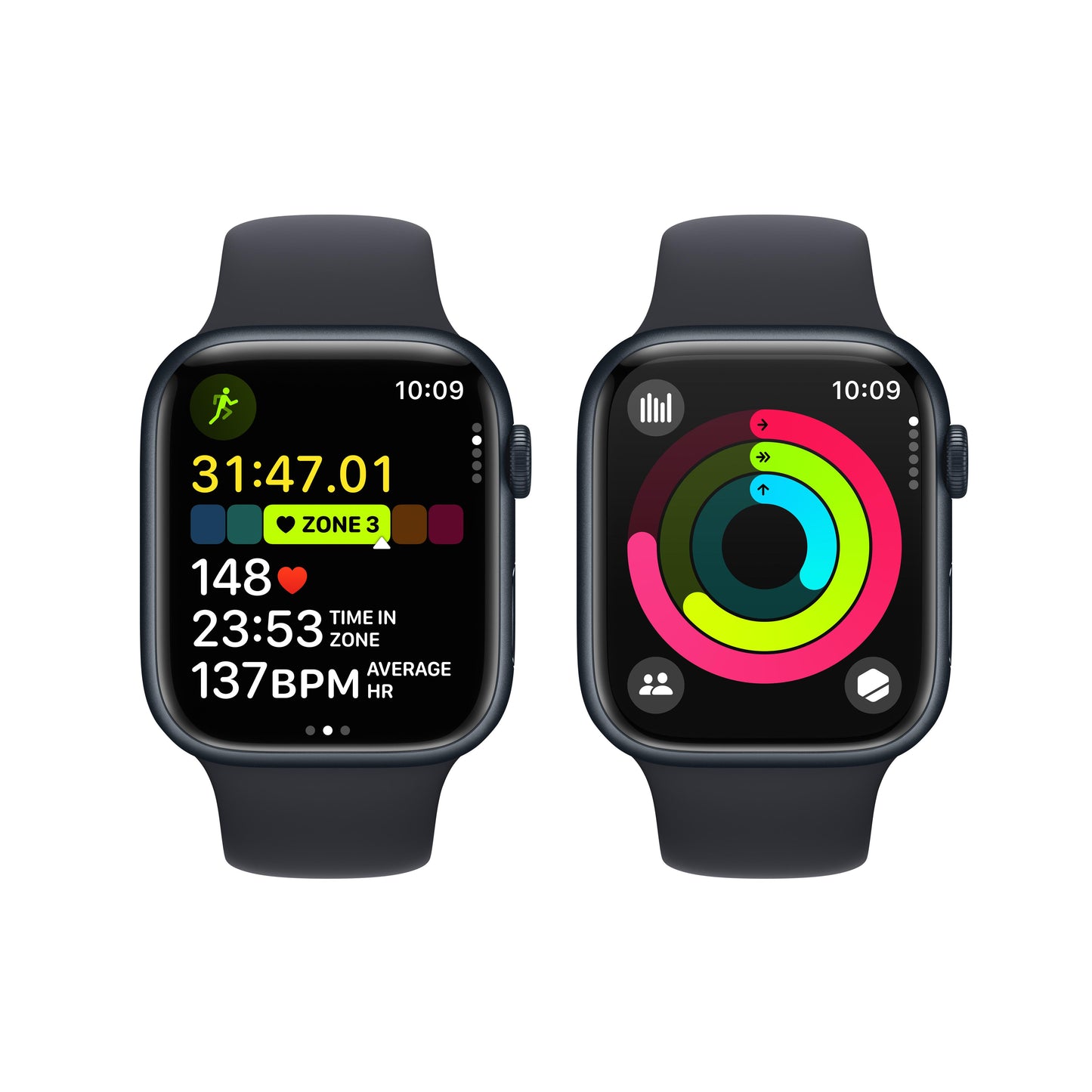Apple Watch Series 9 GPS 45mm Midnight Aluminum Case with Midnight Sport Band - M/L