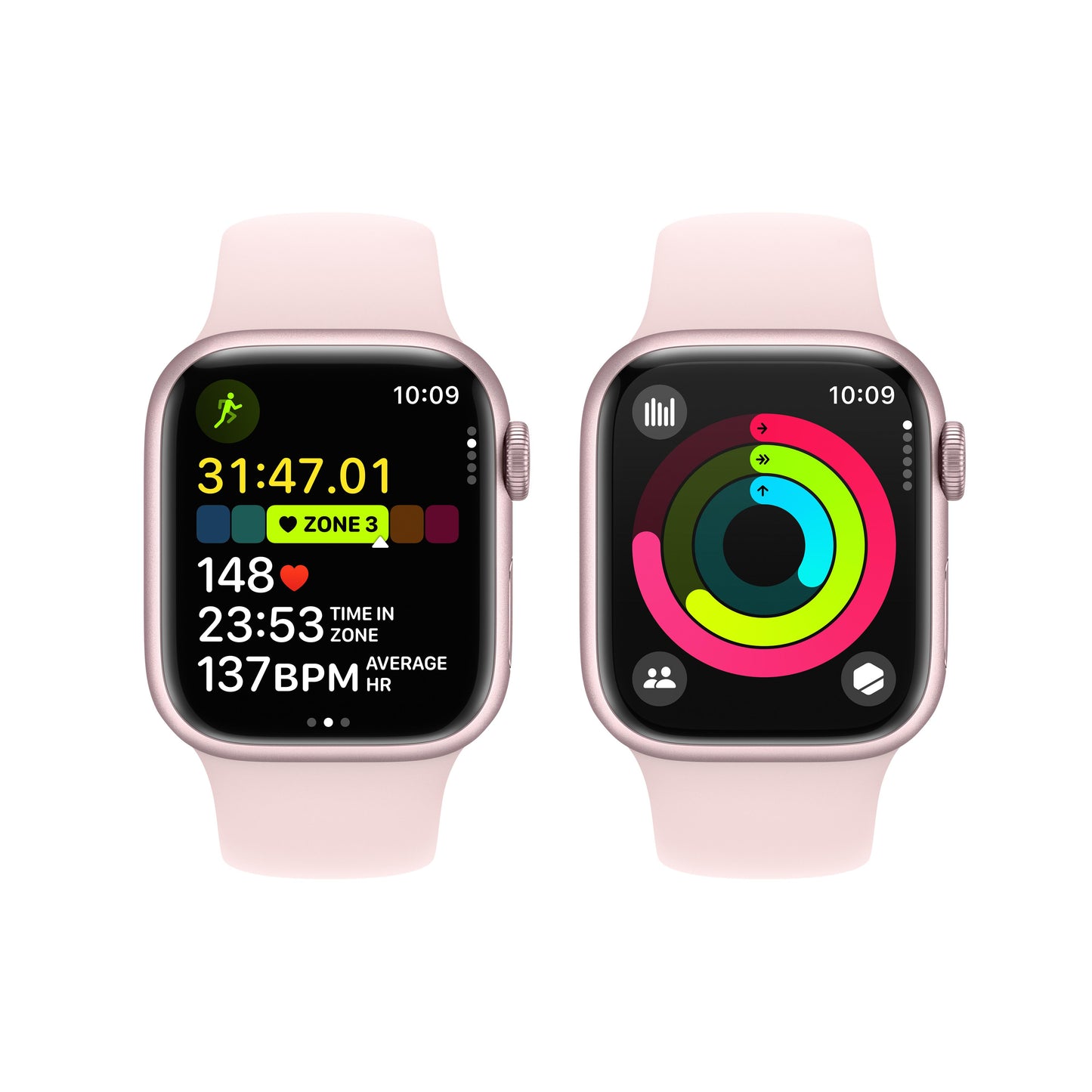 Apple Watch Series 9 GPS + Cellular 41mm Pink Aluminum Case with Light Pink Sport Band - M/L