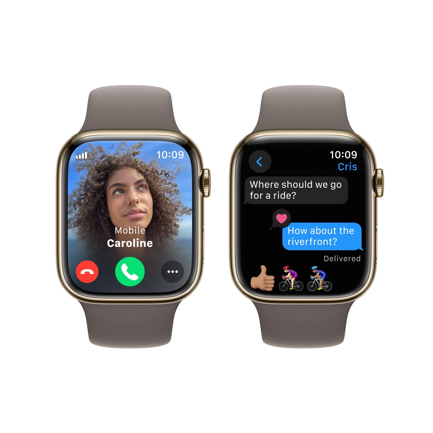 Apple Watch Series 9 GPS + Cellular 45mm Gold Stainless Steel Case with Clay Sport Band - M/L