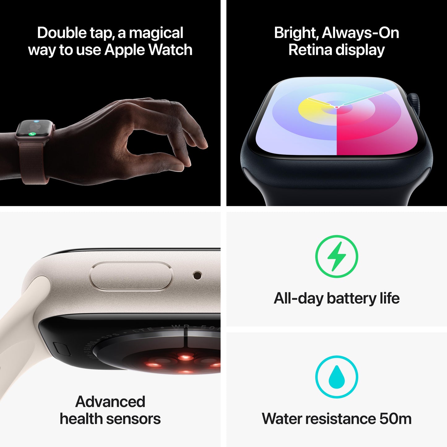 Apple Watch Series 9 GPS + Cellular 45mm Silver Aluminum Case with Storm Blue Sport Band - M/L