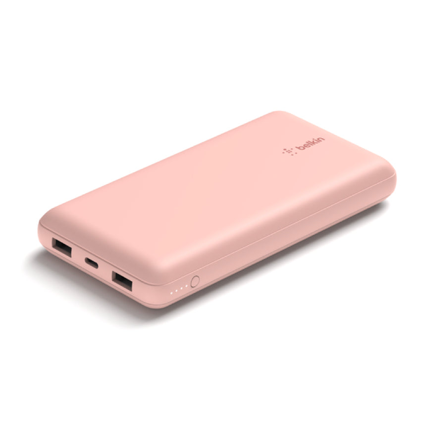 BELKIN Pocket Power 20K 1 Port USB-C PD15W 2 Ports USB-A 12W - Rose Gold