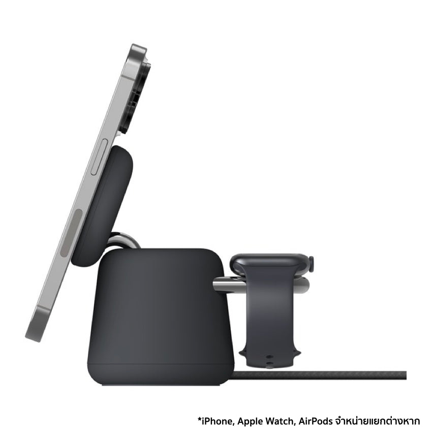 Belkin BoostCharge Pro MagSafe 2 in 1  Wireless Charging Dock 15W- Charcoal