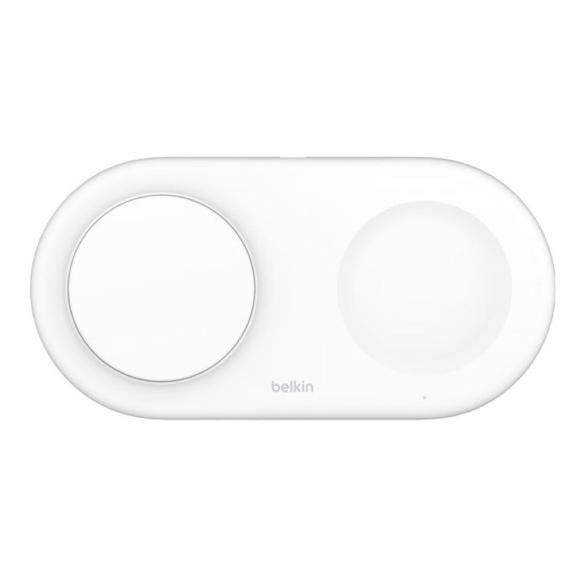 Belkin BOOST CHARGE Qi2 2-in-1 Wireless Charging Pad 15W with USB-C Port- White
