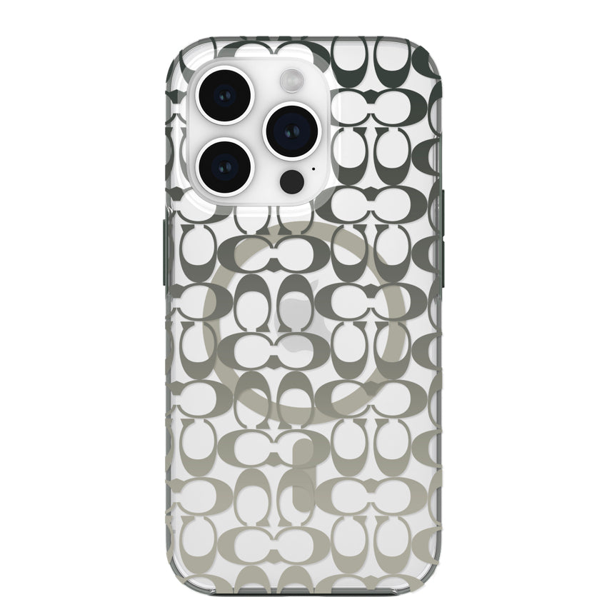 COACH Protective Case Mag for iPhone 15 Pro - Signature C Ombre Deep Forest