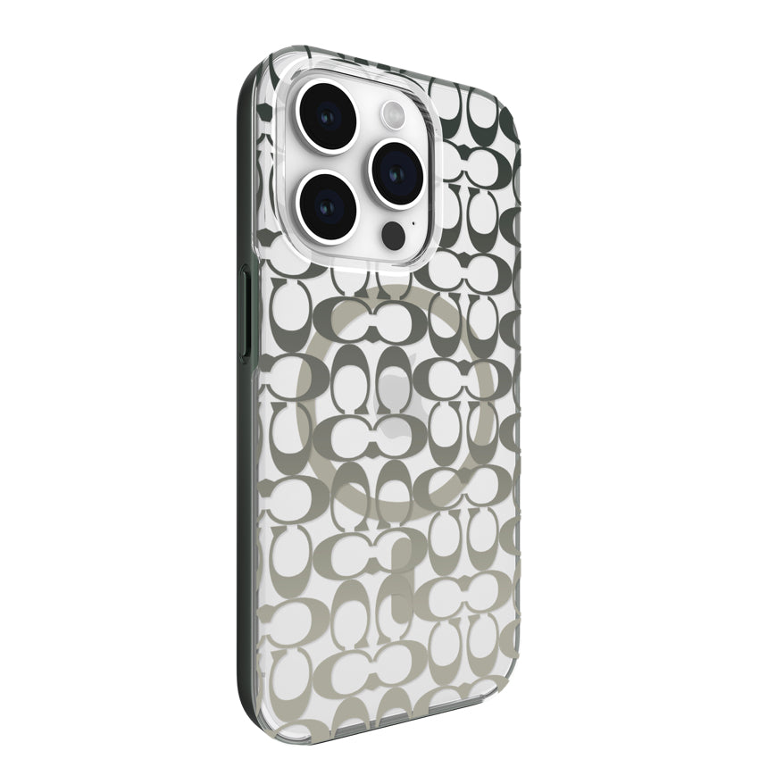 COACH Protective Case Mag for iPhone 15 Pro - Signature C Ombre Deep Forest