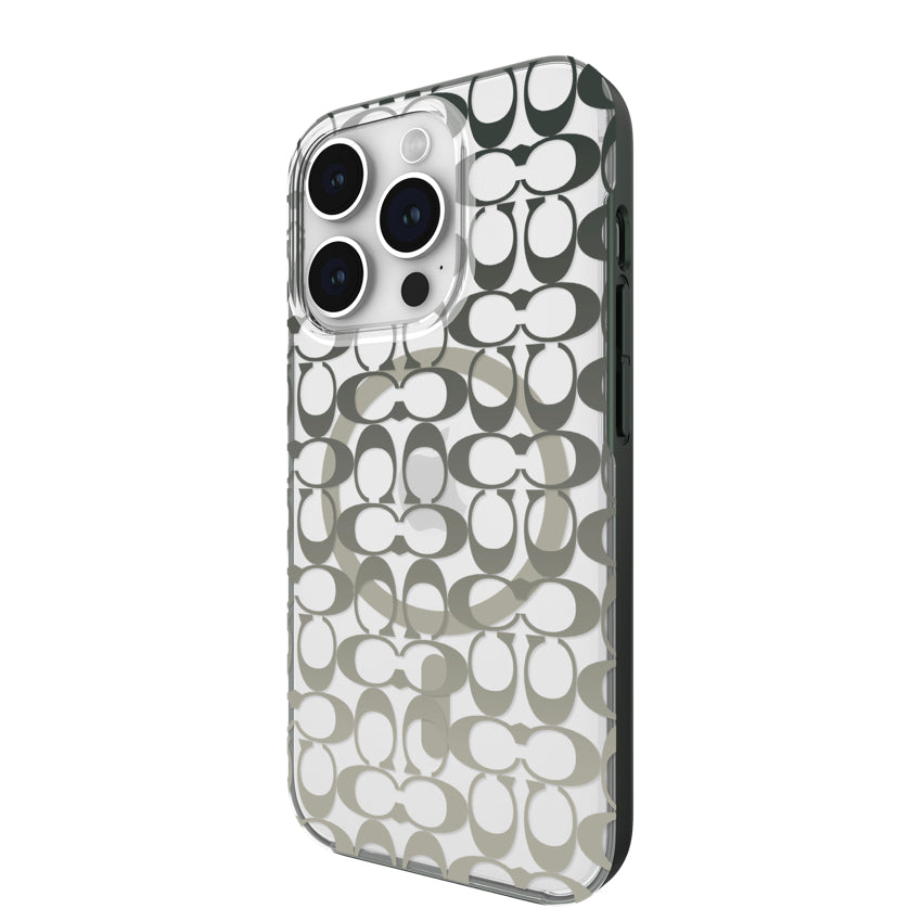 COACH Protective Case Mag for iPhone 15 Pro - Signature C Ombre Deep Forest