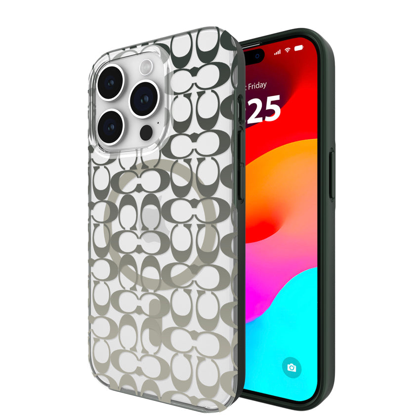COACH Protective Case Mag for iPhone 15 Pro - Signature C Ombre Deep Forest