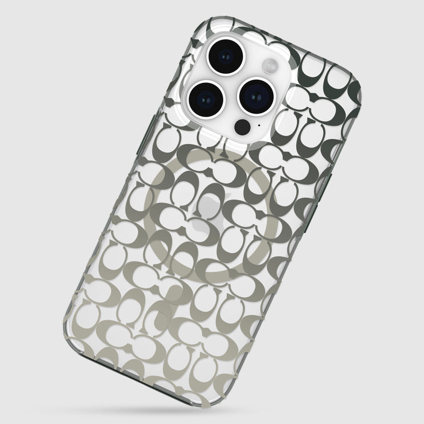 COACH Protective Case Mag for iPhone 15 Pro - Signature C Ombre Deep Forest