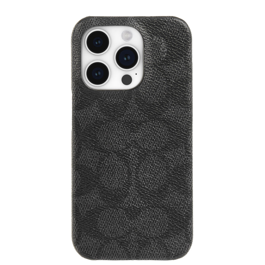 Coach Slim Wrap Case for iPhone 15 Pro - Signature C Charcoal
