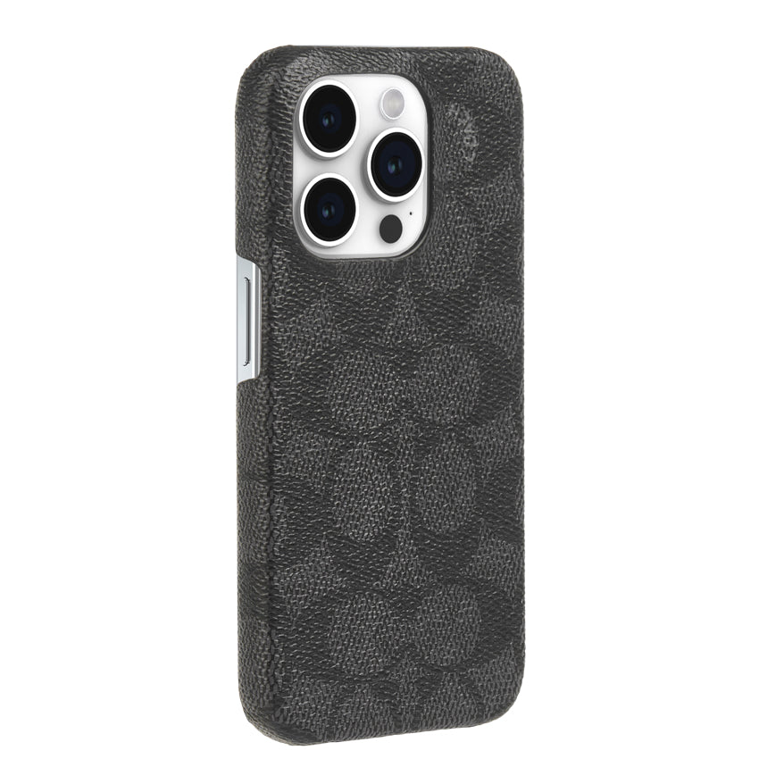 Coach Slim Wrap Case for iPhone 15 Pro - Signature C Charcoal