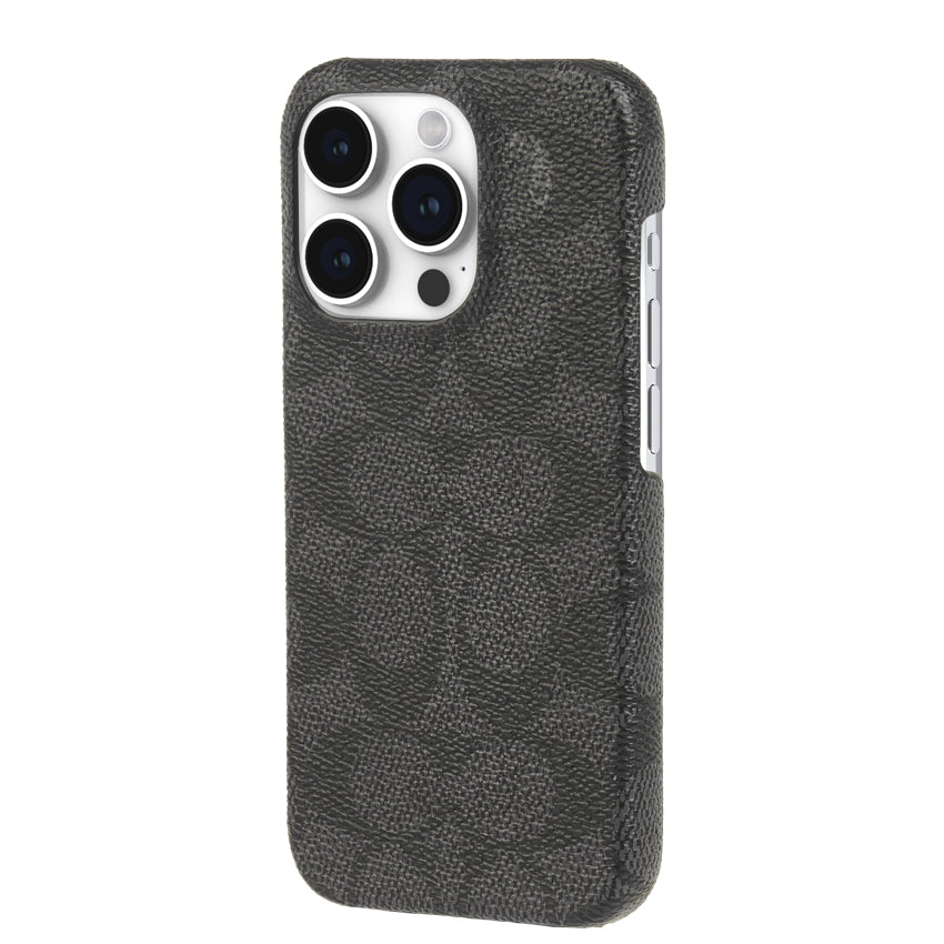 Coach Slim Wrap Case for iPhone 15 Pro - Signature C Charcoal