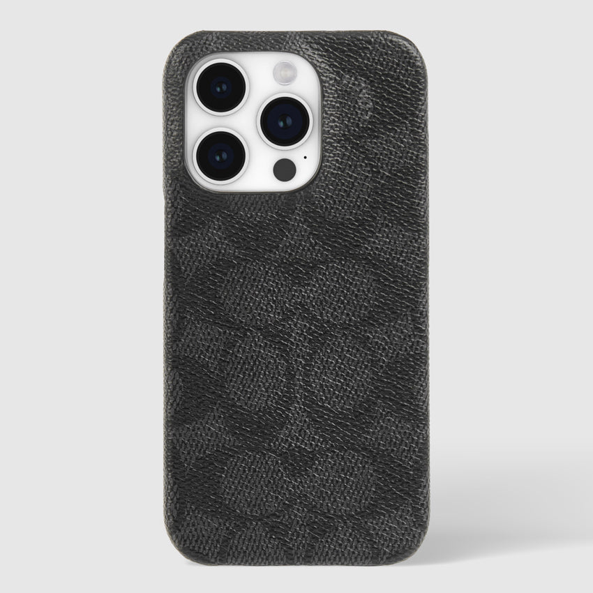 Coach Slim Wrap Case for iPhone 15 Pro - Signature C Charcoal