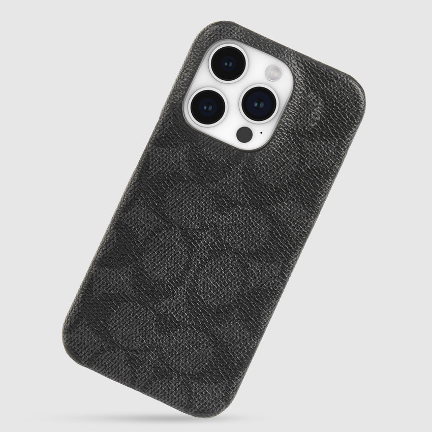 Coach Slim Wrap Case for iPhone 15 Pro - Signature C Charcoal