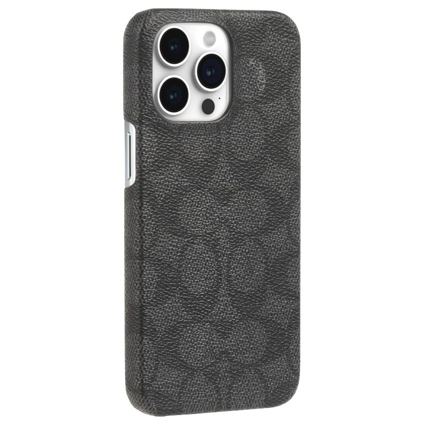 COACH Slim Wrap Case for iPhone 15 Pro Max - Signature C Charcoal