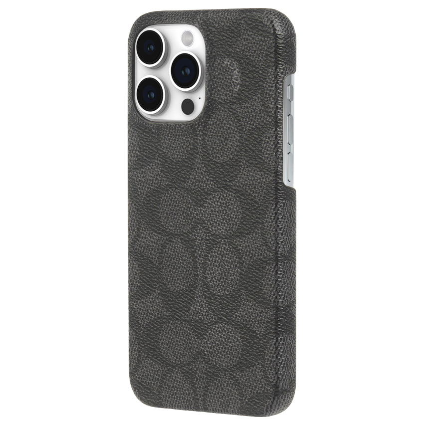 COACH Slim Wrap Case for iPhone 15 Pro Max - Signature C Charcoal