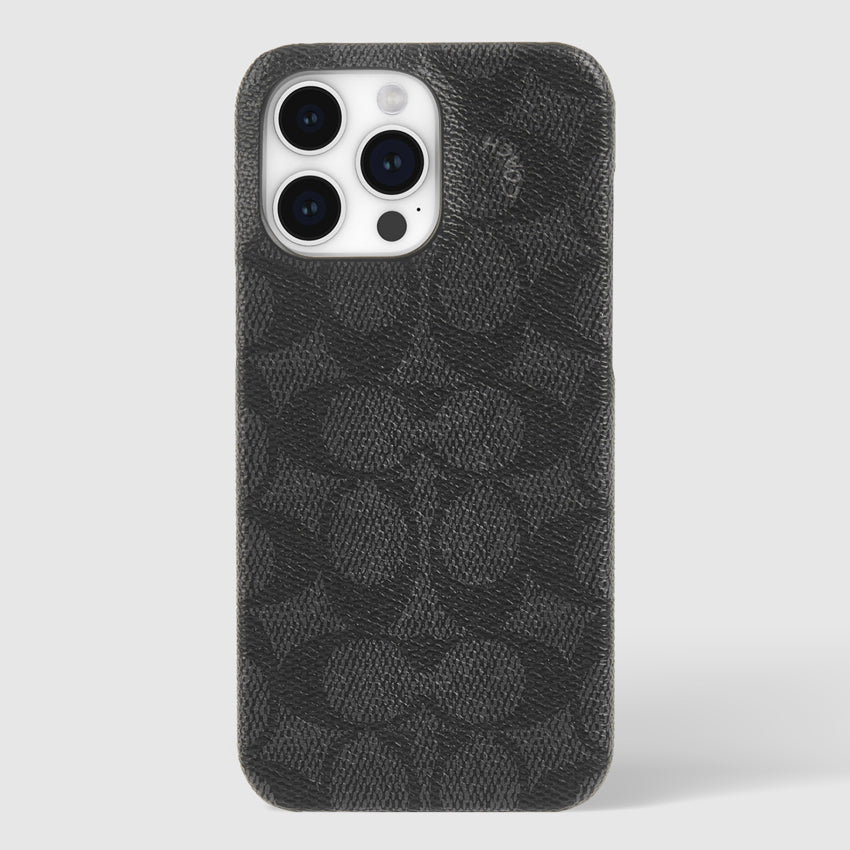 COACH Slim Wrap Case for iPhone 15 Pro Max - Signature C Charcoal