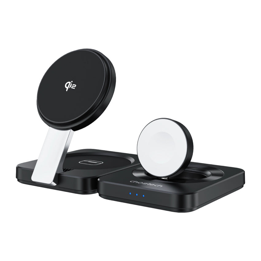 Choetech Qi2 3 in 1 wireless charger Foldable 15W- Black