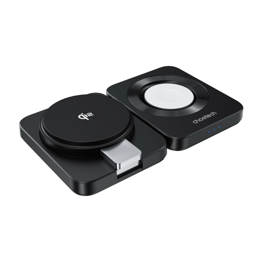 Choetech Qi2 3 in 1 wireless charger Foldable 15W- Black