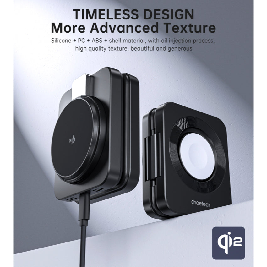 Choetech Qi2 3 in 1 wireless charger Foldable 15W- Black
