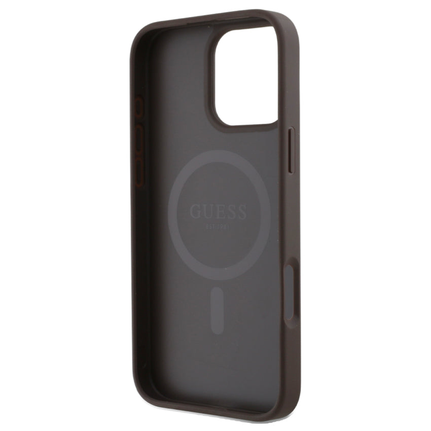 GUESS PU 4G Small 4G HC MagSafe Case  for iPhone 16 Pro Max - Brown