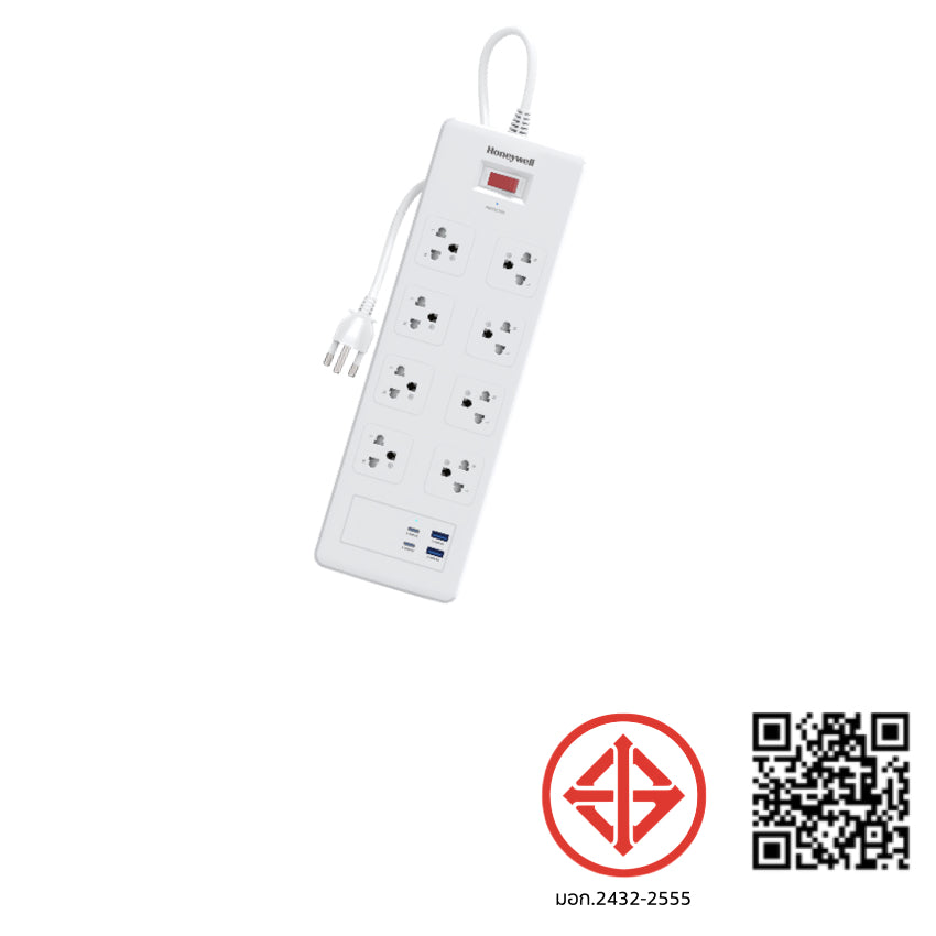 Honeywell 8 Outlet Surge Protector with 2 Type C with PD and 2 USB